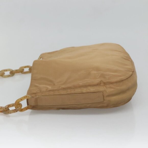 PRADA Chain Shoulder Bag Nylon Beige Auth th6074 - Picture 4 of 16